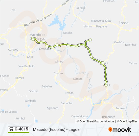 Mapa da linha do autocarro C-4015.