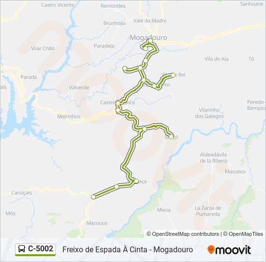 Mapa da linha do autocarro C-5002.