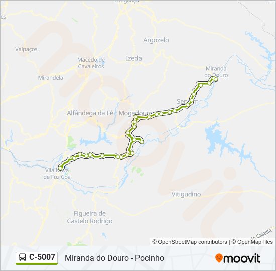Mapa da linha do autocarro C-5007.