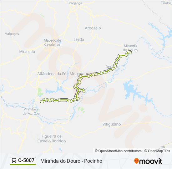 Mapa da linha do autocarro C-5007.