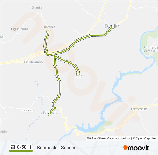 Mapa da linha do autocarro C-5011.