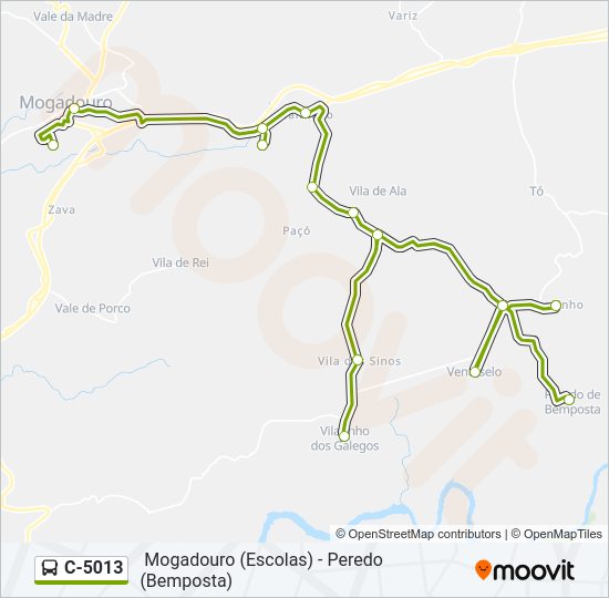 Mapa da linha do autocarro C-5013.