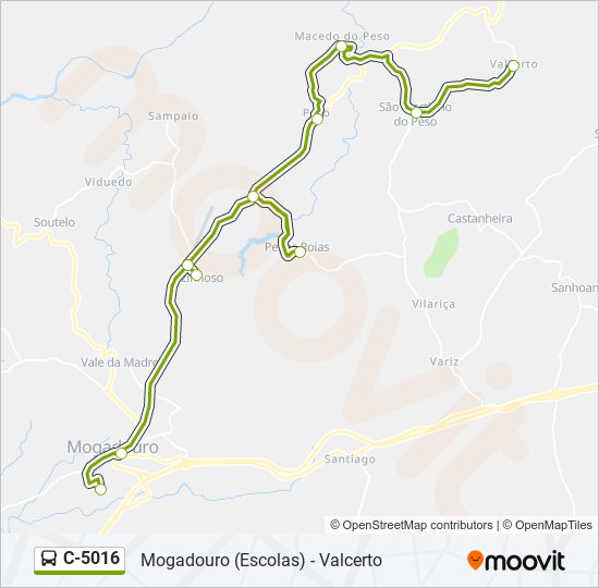 Mapa da linha do autocarro C-5016.