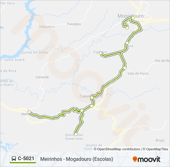 Mapa da linha do autocarro C-5021.