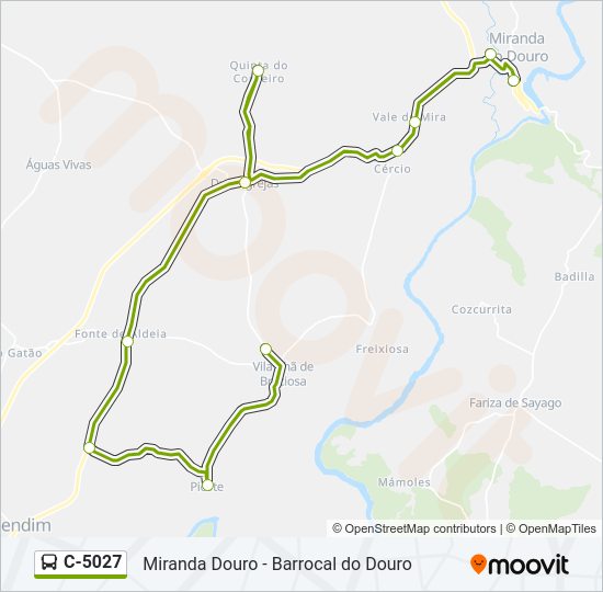 Mapa da linha do autocarro C-5027.