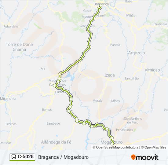 Mapa da linha do autocarro C-5028.