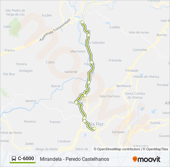 Mapa da linha do autocarro C-6000.