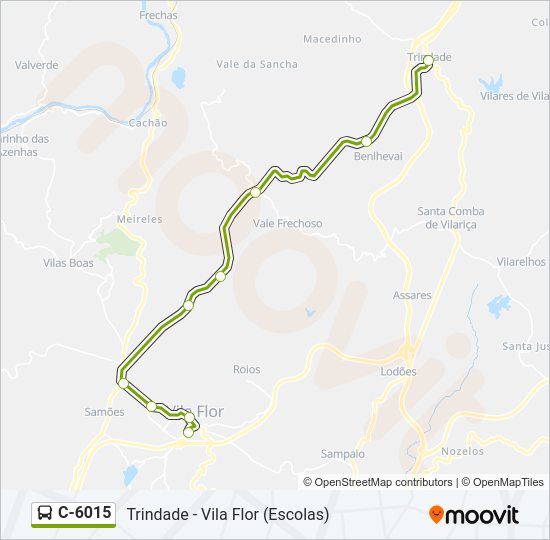 Mapa da linha do autocarro C-6015.