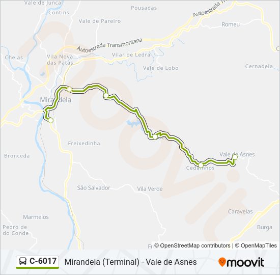 Mapa da linha do autocarro C-6017.