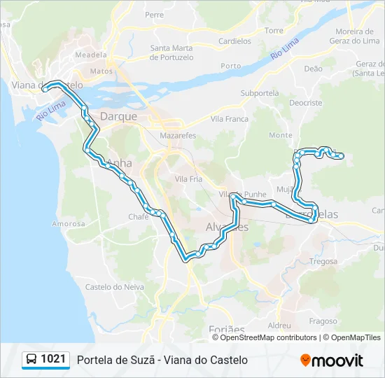 1021 Bus Line Map