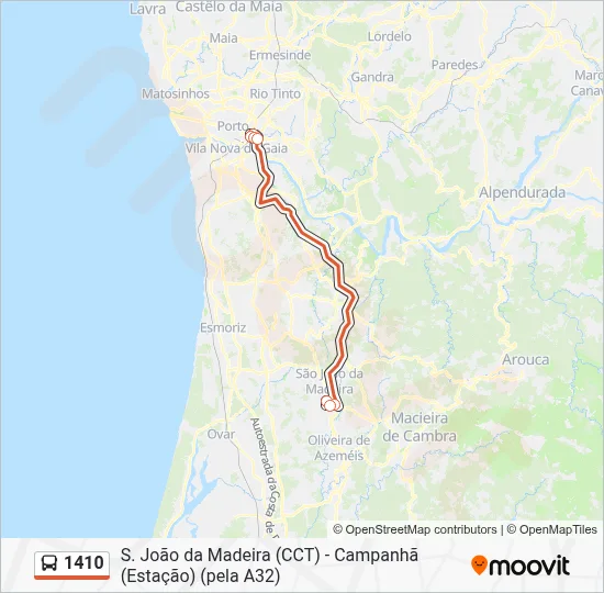 1410 Percursos: Horários, paragens e mapas - S. João Madeira (CCT ...