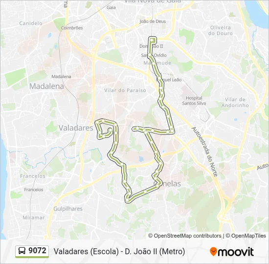 9072 Percursos: Horários, paragens e mapas - Valadares (Escola ...