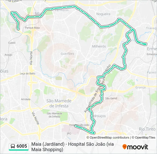 6005 Route - Maia (Jardiland) - Hospital São João (via Maia Shopping ...