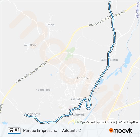 Mapa da linha do autocarro 02.