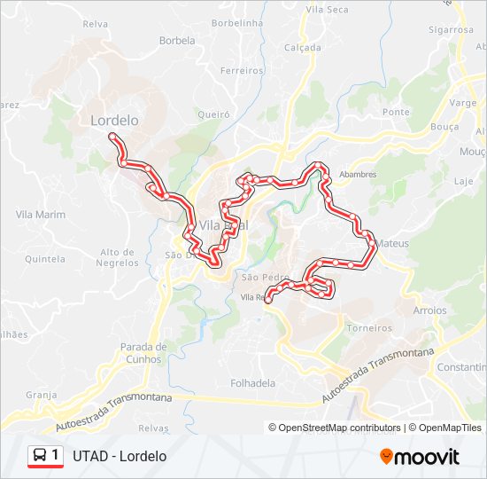 1 Bus Line Map