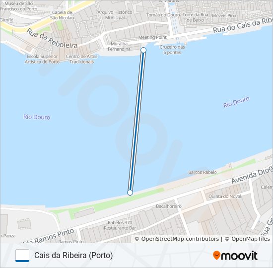 Mapa da linha do ferry BARCO DOURO RIVER TAXI.