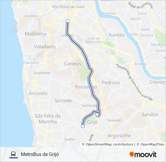 Metro Bus Schedule Map Metrobus Route: Schedules, Stops & Maps - Grijo (Sto. António) (Updated)