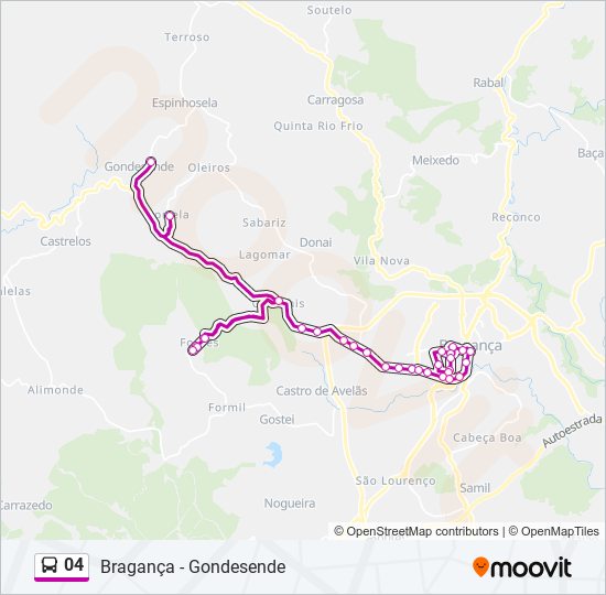 Mapa da linha do autocarro 04.