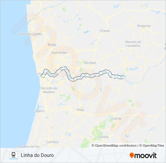 Mapa da linha do comboio L. DOURO.
