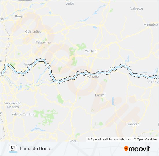 Mapa da linha do comboio L. DOURO.