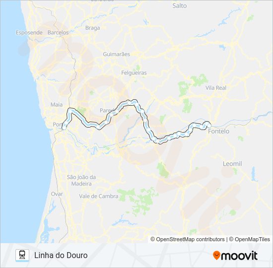 Mapa da linha do comboio L. DOURO.
