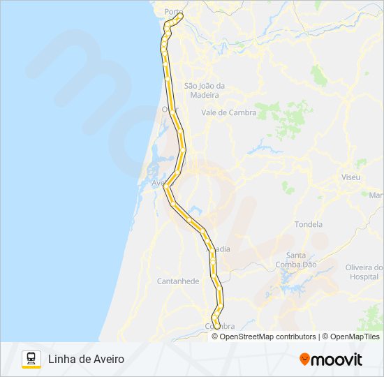 Mapa da linha do comboio L. AVEIRO.