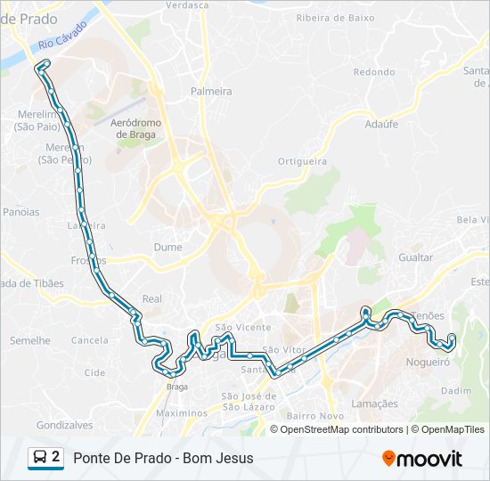 Mapa da linha do autocarro 2.