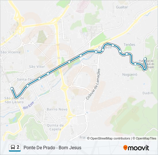 Mapa da linha do autocarro 2.