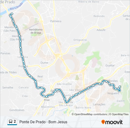 Mapa da linha do autocarro 2.