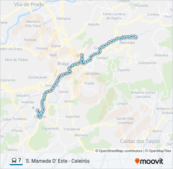 Mapa da linha do autocarro 7.