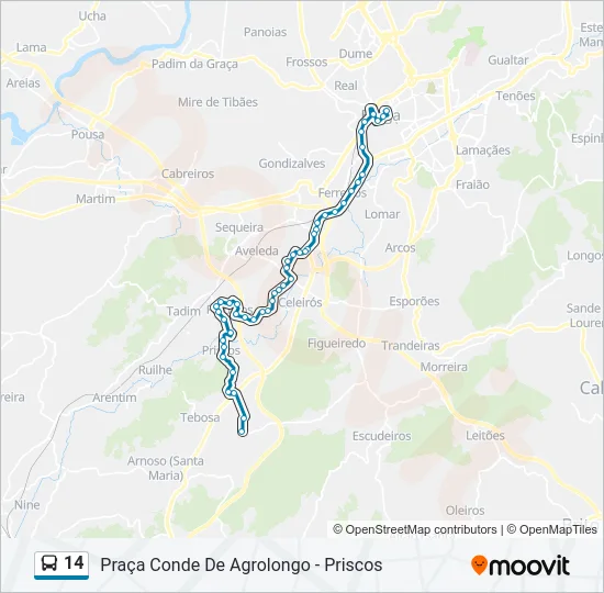 14 Bus Line Map