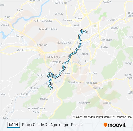 14 bus Line Map