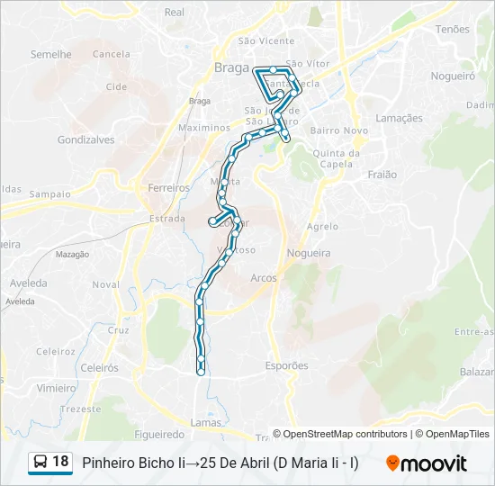 18 Bus Line Map