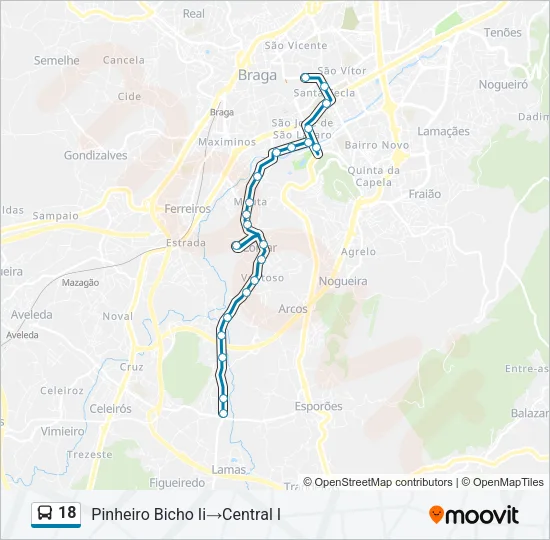 18 Bus Line Map