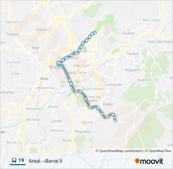 Mapa da linha do autocarro 19.