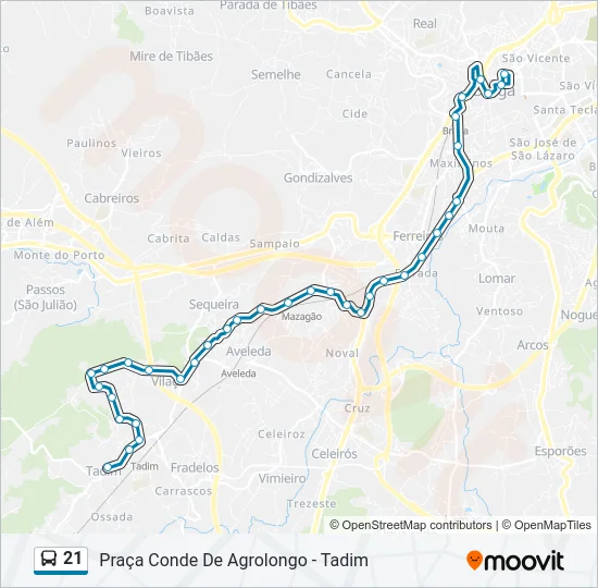21 Bus Line Map