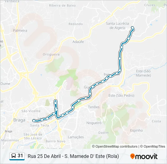 31 Bus Line Map