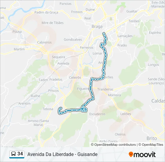 34 Bus Line Map