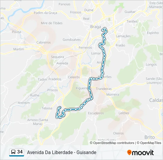 34 Bus Line Map