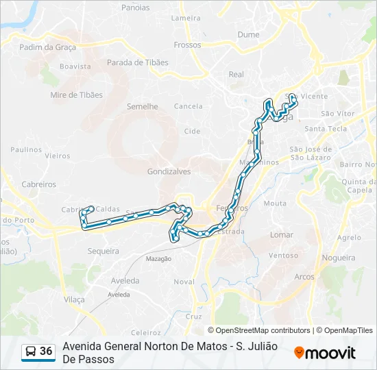 36 Bus Line Map
