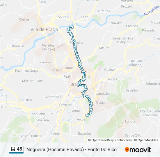 45 Bus Line Map