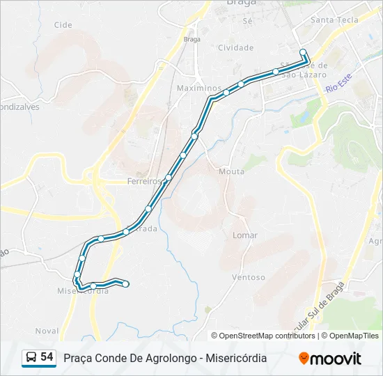 54 Bus Line Map