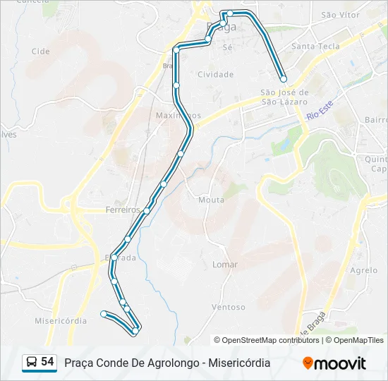 54 Bus Line Map