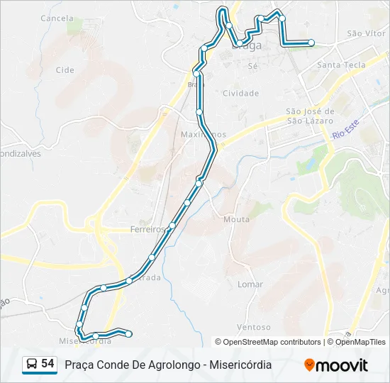 54 Bus Line Map