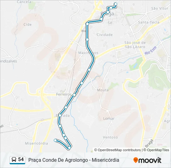54 Bus Line Map