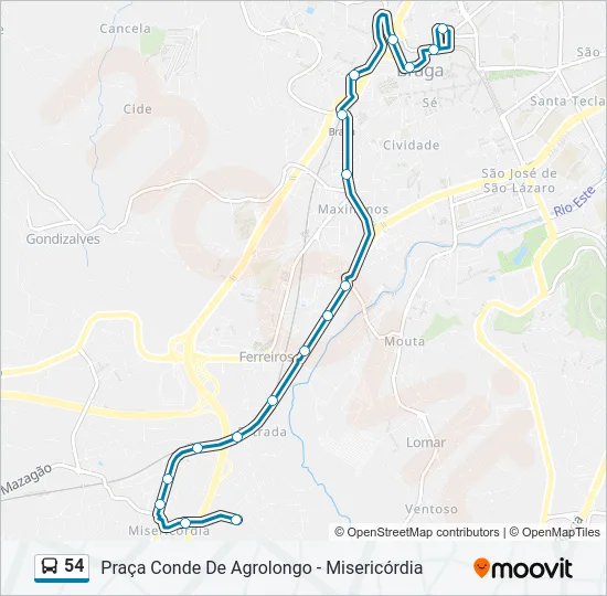 54 Bus Line Map