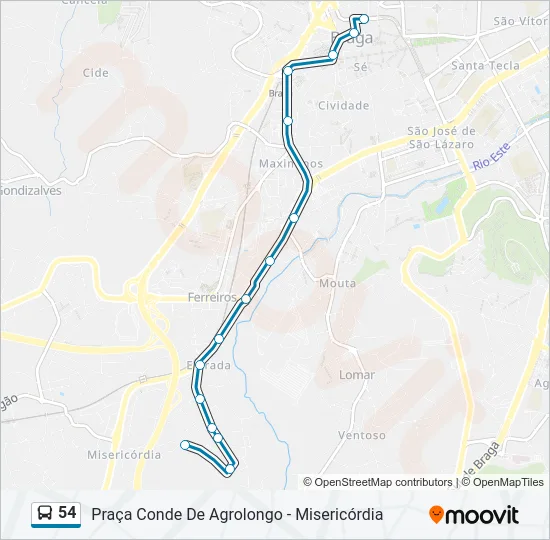 54 Bus Line Map