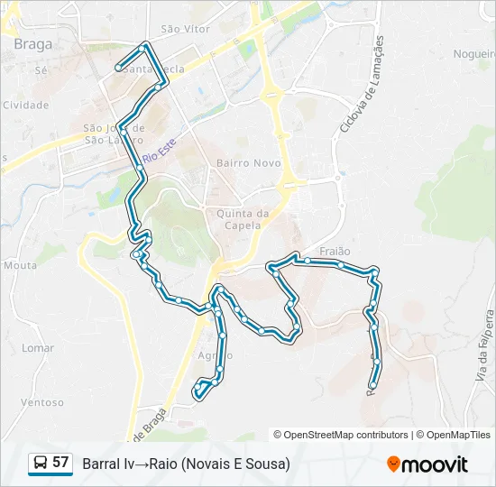 57 Bus Line Map