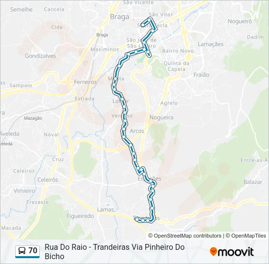 70 Bus Line Map