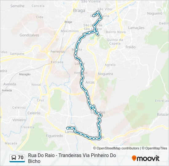 70 Bus Line Map